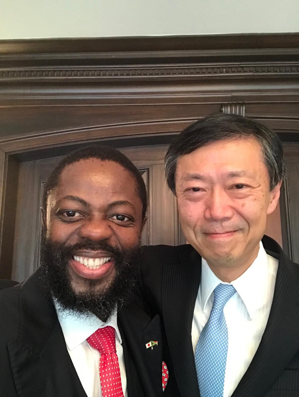 His Excellency Ambassador Thulani Dlomo with His Excellency Ambassador Maruyama